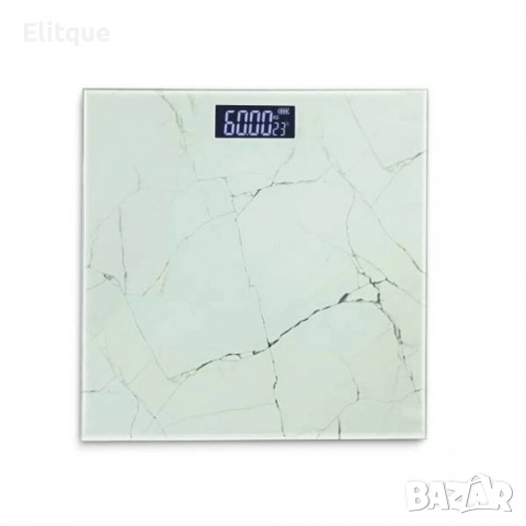 Кантар за тегло дигитален,батерии 2хААА, LCDекран, 180кг., черен, звезди, бял мрамор