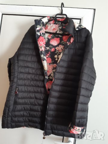 Ново дамско яке с две лица,черно и пъстро, снимка 5 - Якета - 43832299