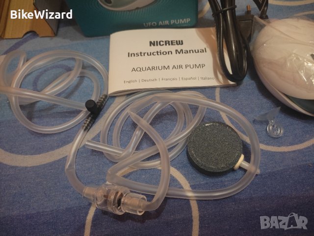 NICREW 1.7W Въздушна помпа NICREW за аквариум, до 100 л, много тиха, 35 dB с мехурчета, 1,7 W НОВА, снимка 3 - Оборудване за аквариуми - 43749264