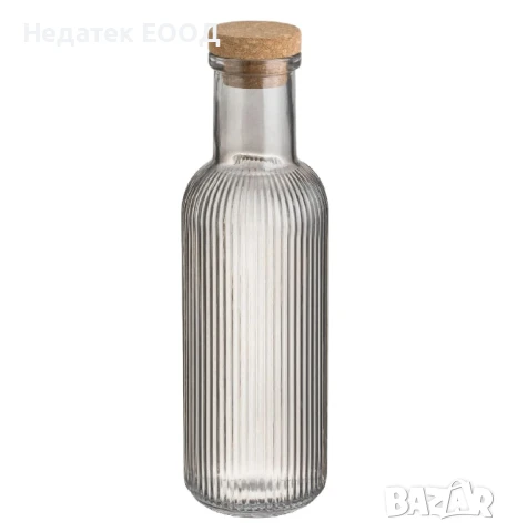 Стъклена бутилка за вода с коркова капачка, 1 л.