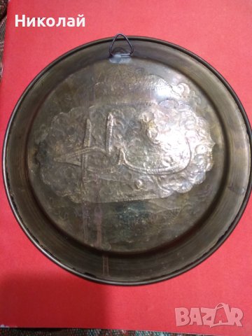 Медна гравирана чиния, снимка 3 - Антикварни и старинни предмети - 43821586