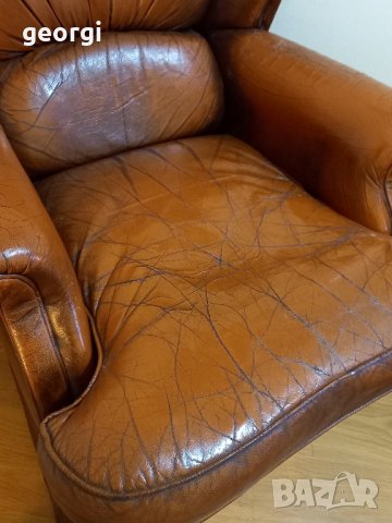 Ретро кресло от естествена кожа , снимка 3 - Дивани и мека мебел - 43243962