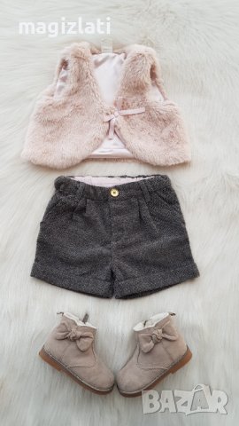 Детски сет H&M пухен елек къси панталони и боти 9-12 месеца, снимка 15 - Жилетки и елечета за бебе - 43388866