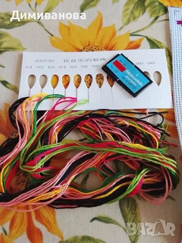 Гоблен за бродиране, щампа Коте в саксия, снимка 2 - Гоблени - 53440325