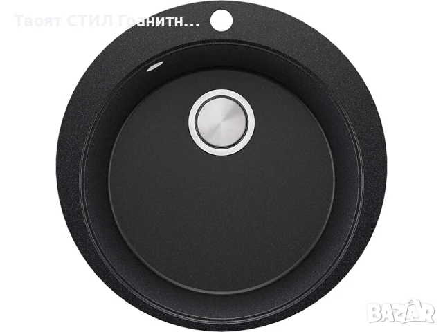 Графит кръгла кухненска гранитна мивка Пиза 50 Top 530 x 530 мм, снимка 2 - Мивки - 51286304