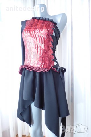 рокля за спортни танци комбинация между червено и черно, снимка 9 - Детски рокли и поли - 32895884