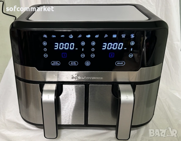 Фритюрникът с горещ въздух MasterPRO Rocket Duo 900 Airfryer, снимка 2 - Фритюрници - 53596630