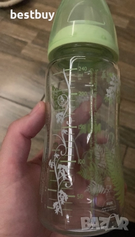 Голямо стъклено шише НУК, снимка 2 - Прибори, съдове, шишета и биберони - 52386616