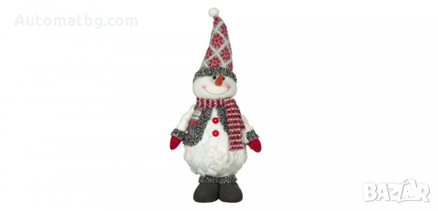 Коледна декоративна фигура, Снежен човек с карирана жилетка, Automat 61см 