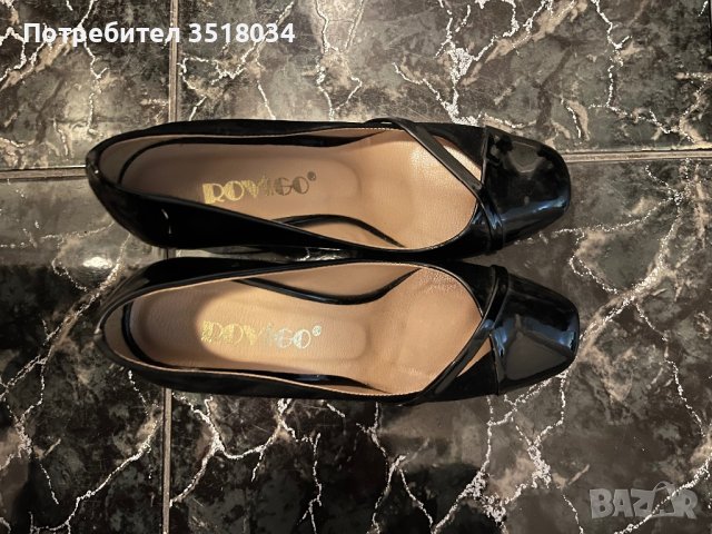 Черни елегантни обувки, снимка 1 - Дамски обувки на ток - 44118395
