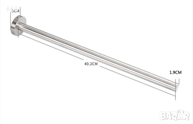 Държач за кърпи, QttvbTna, неръждаема стомана, 40,2x5x1,9 см, сребрист, снимка 3 - Други стоки за дома - 53314408
