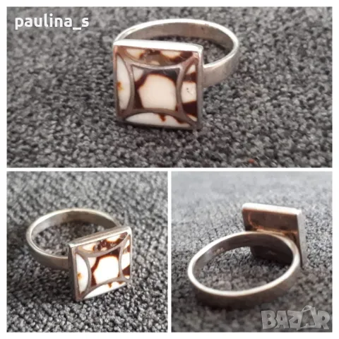 Масивен сребърен пръстен със мъхов ахат / проба 925 Житен клас 