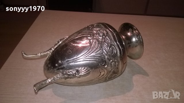 ваза/кана-внос франция-24х13см-метална с релеф, снимка 5 - Колекции - 26762336