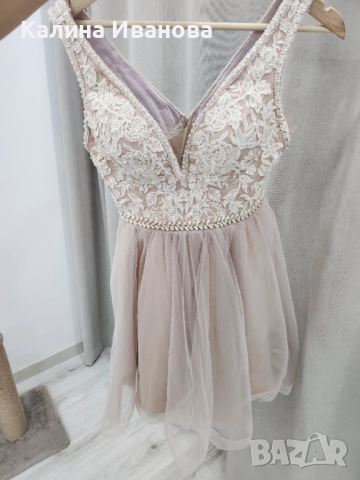 Рокля с тюл в S , снимка 2 - Рокли - 52187562