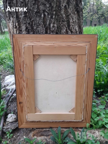 Красива Стара Картина Уличен Пейзаж Живопис Маслени Бои Дървена Рамка, снимка 12 - Антикварни и старинни предмети - 52566487