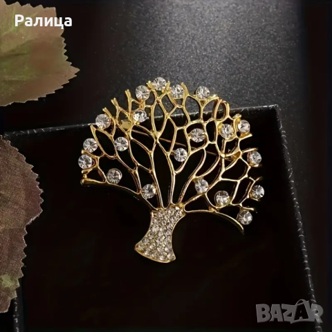 Нова брошка "Дървото на живота" с камъни тип "Сваровски", снимка 3 - Колиета, медальони, синджири - 51788393