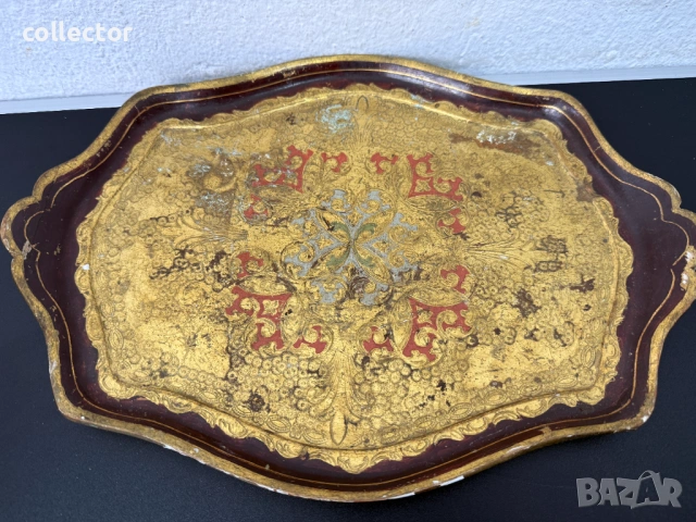 Винтидж италиански флорентински поднос. №7830, снимка 3 - Колекции - 53071995