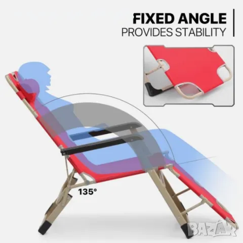 Голям Многофункционален сгъваем шезлонг-стол с възглавничка NS6012, снимка 11 - Градински мебели, декорация  - 49910686