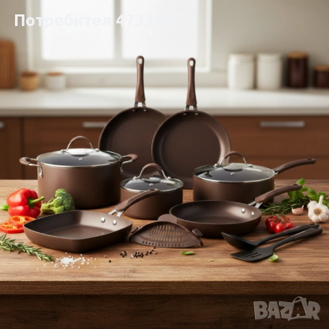 Комплект 20 части Edenberg EB-5655 от кован алуминий — незалепващо мраморно покритие за равномерно г