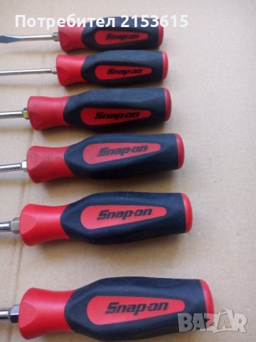 snap on 6 броя качествени отвертки Soft Grip червени-черни комплект оригинални , снимка 5 - Отвертки - 43562997