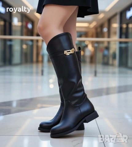 Равни ботуши - черна кожа