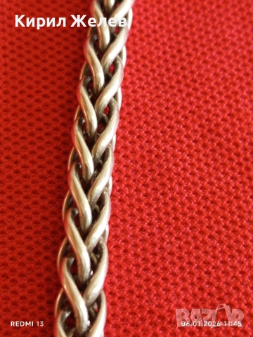 Сребърен ланец плетка тип ЖИТЕН КЛАС много красив майсторска ръчна изработка 50765, снимка 2 - Колиета, медальони, синджири - 53004490