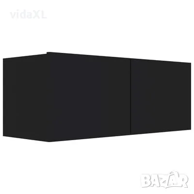 vidaXL ТВ шкаф, черен, 80x30x30 см, инженерно дърво（SKU:801473）, снимка 1 - Секции и витрини - 48647829