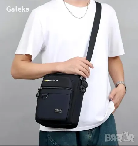 Компактна, Елегантна и Стилна Мъжка универсална черна чанта с презрамки!, снимка 5 - Чанти - 50222812