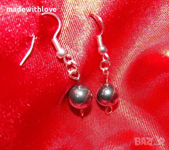 Ръчно изработени обеци с полускъпоценен камък хематит, снимка 2 - Обеци - 43250899