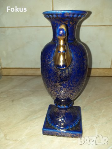Стара синя английска ваза порцелан, снимка 2 - Антикварни и старинни предмети - 43504537