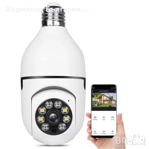 Камера за видеонаблюдение Wi-Fi FULL HD с фасунга и ротация, снимка 2 - Камери - 40639892