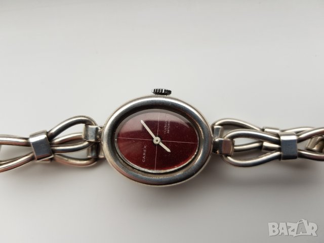 Дамски механичен посребрен часовник Сarex, снимка 2 - Дамски - 28002247