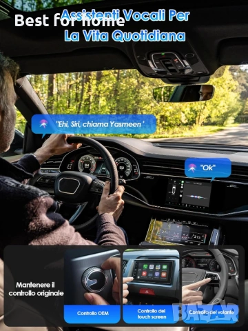 2-в-1 Безжичен Адаптер за CarPlay и Android Auto (Модел 2025) – Алуминиев корпус, 5.8GHz WiFi, снимка 5 - Други - 53212883