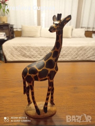 Дървена статуетка на жираф.Ръчно изработена. , снимка 1