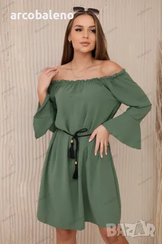 Дамска рокля, закопчаваща се на талията с шнур, 7цвята , снимка 2 - Рокли - 49273892