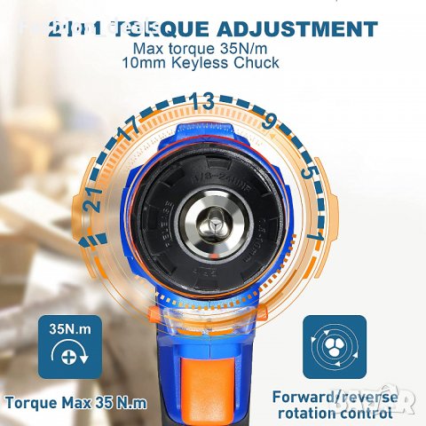 Нова Акумулаторна електрическа бормашина с LED светлина, 2 скорости, снимка 7 - Бормашини - 35416836