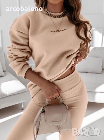 Дамски комплект суитшърт и клин с лого на Chrisa, 3цвята , снимка 11 - Комплекти - 51957143