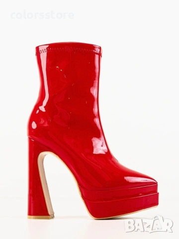 Боти на ток - червен лак - YSV1, снимка 2 - Дамски боти - 39201251