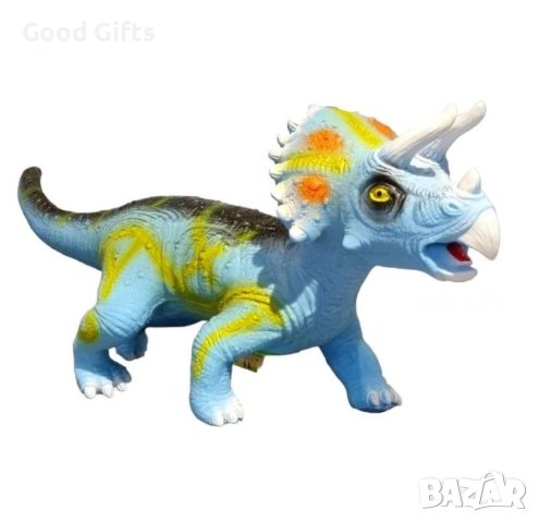 Голям Динозавър със звук Трицератопс 50см, Син