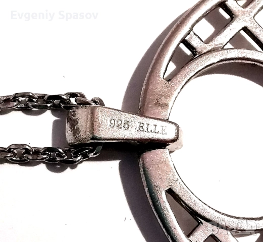 ELLE Сребърно Колие Медальон Модернистичен Минималистичен Дизайн с покритие от Родий с Рубин, снимка 7 - Колиета, медальони, синджири - 52446472