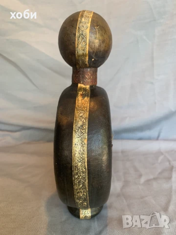 стара стъклена и кожена гарафа за парфюми , снимка 3 - Антикварни и старинни предмети - 51159840