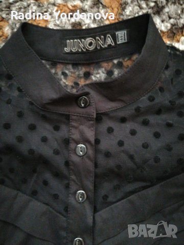 Черна ризка с дантела в горната част отпред и отзад., снимка 2 - Ризи - 26948594