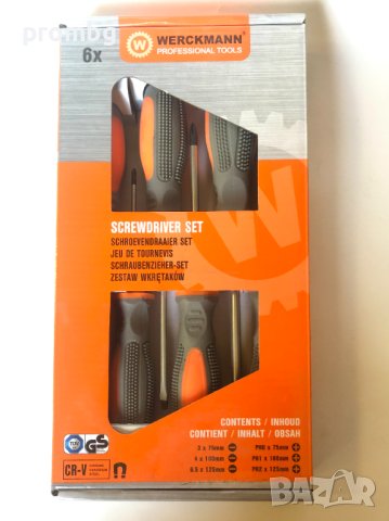 професионален комплект 6 бр. отвертки WERCKMANN, внос от Германия, снимка 2 - Отвертки - 43789609