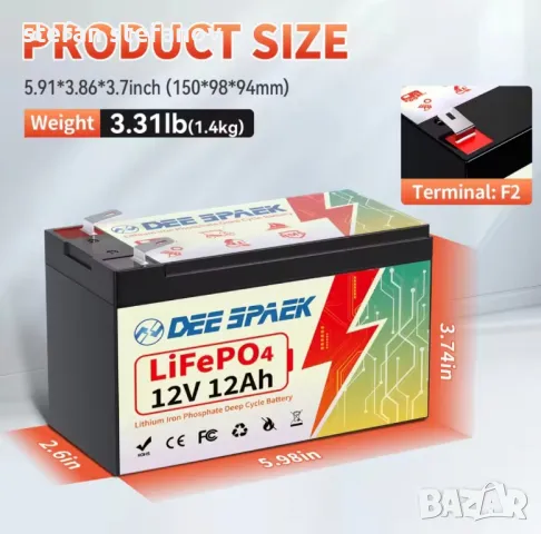батерия lifepo4 12v, снимка 1