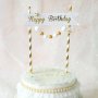 Happy Birthday златисти топчета звездички топер сламки рожден ден украса за торта