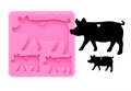 Прасе с прасенца плосък силиконов молд форма декорация торта фондан шоколад и др., снимка 1 - Форми - 27388706