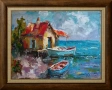  "Морски пейзаж" - маслена картина, продавана от автора (c044), снимка 2