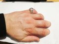 Стар  кован красив мъжки сребърен пръстен за кутре с голям красив камък, снимка 7