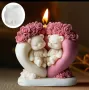 3D 2 мечета седнали в сърце с рози Силиконов молд фрома фондан свещ гипс сапун Свети Валентин, снимка 5