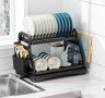 Пластмасов елегантен сушилник за съдове на две нива, снимка 1 - Аксесоари за кухня - 43424815